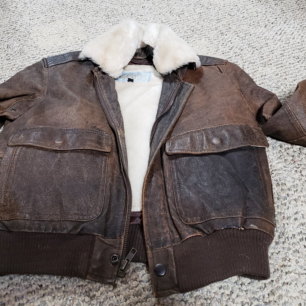 Children Leather bomber jacket